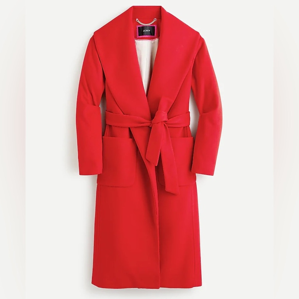 NWT J. Crew Red Wrap Wool Coat